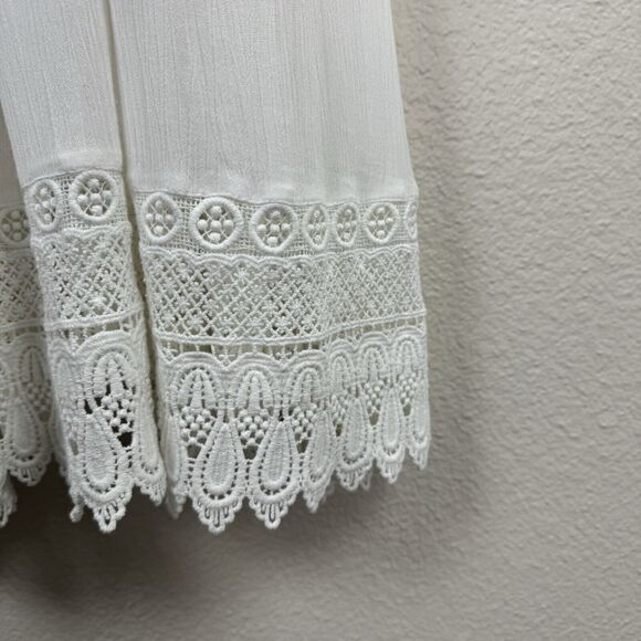 NWT Old Navy Boho Gauzy Crochet Lace Tiered A-Line Halter Midi Dress White Med - Picture 8 of 16